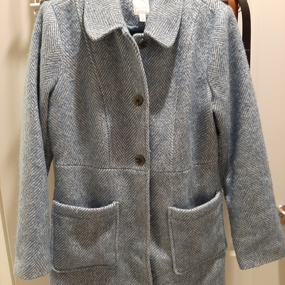 LC Lauren Conrad Blue Herringbone Pea Coat - Picture 1 of 7